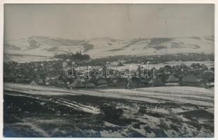 1917 Kászonaltíz, Plaiesii de Jos (Hargita); a falu látképe Kászonimpérrel, télen / general view with Imper in winter. photo
