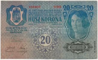 1913. 20K II. kiadás, piros "DEUTSCHÖSTERREICH" felülbélyegzéssel T:F erős papír Adamo K18B