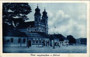 1939 Tata, Tata-Tóváros; Nagytemplom a főtérrel. Engländer Ferenc kiadása