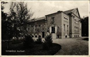 1935 Tatabánya, Gőzfürdő. Gönczöl János kiadása + "SZENTGOTTHÁRD - BUDAPEST 53 B" vasúti mozgóposta bélyegző (gyűrődések / creases)