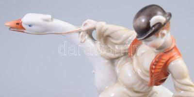 Herendi porcelán Ludas Matyi, kézzel festett, jelzett, hibátlan , m: 15x20 cm