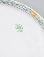 Herendi zöld Apponyi mintás kínáló tálca. Kézzel festett, jelzett, hibátlan. d: 26 cm