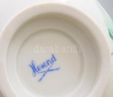 6 db Herendi zöld virág mintás teás csésze, aljjal. Kézzel festett, jelzett, minimális kopással