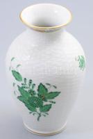 Herendi zöld Apponyi mintás váza. Kézzel festett, jelzett, hibátlan 14 cm