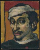 Vasvári József (1904-1993): II. világháborús sebesült portréja. Olaj, karton, jelzett. 23x19 cm