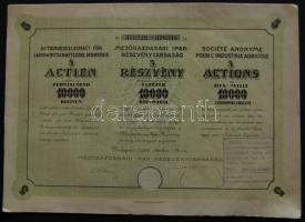 1923. "Mezőgazdasági Ipar-Részvénytársaság" részvénye 10.000K-ról, 3 nyelven, szelvényekkel