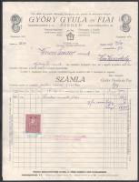 1929-1944 Szeged, 3 db klf. fejléces számla: Győry Gyula és Fiai + Kardos Sámuel festékáruk, lakkok, vegyi áruk + Juhász József fonal-, ponyva-, zsák-, zsinegnagykereskedő