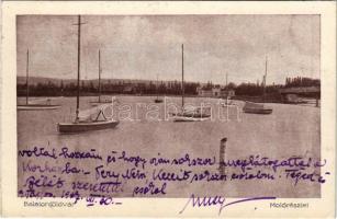 1937 Balatonföldvár, móló részlet. Hátoldalon Balatoni Kalauz reklámja. Kiadja a Balatoni Társaság, Pártly Mihály E. (EK)