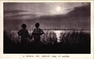 1937 Balaton, Kis emberek nagy víz partján (gyűrődés / crease)