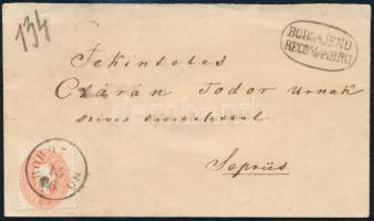 ~1861 Levél 5kr bérmentesítéssel "BOROSJENÖ" - Seprüs + "BOROSJENO / RECOMANDIRT" nagyon ritka bélyegzéssel (Ryan ennél a kiadásnál nem hozza, az I. kiadásnál: "R")