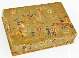 Doboz, Kaeszné Lukáts Kató (1900-1990) tervező Keringő bonbon a Szerencsi csokoládégyár számára papír borítással színesen nyomott. ca 1960 14,5x10x3,5 cm