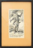 Binder János Fülöp (1736?1811): Attila, a hunok királya (Athila, rex hunorum...). Rézmetszet, papír, jelzett a metszeten. Kissé foltos. Üvegezett fakeretben. 15,5×8,5 cm