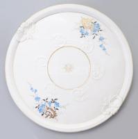 cca 1900, Szecessziós nagyméretű szervírozótál, kopott, d: 39 cm