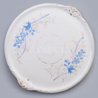 cca 1900, Szecessziós nagyméretű szervírozótál, kopott, d: 39 cm