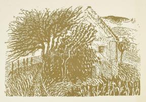 Somlai Vilma (1938-2007): Házikó. Linómetszet, papír, utólagos jelzéssel, a hátoldalán a művész pecsétjével, lapszéli apró sérüléssel, 34×49 cm