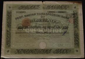 1928. "Pesti Magyar Kereskedelmi Bank" részvénye 250P-ről, szelvényekkel