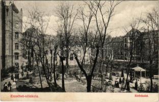 1914 Budapest VII. Erzsébet nőiskola, kertrészlet. Klösz György és Fia kiadása