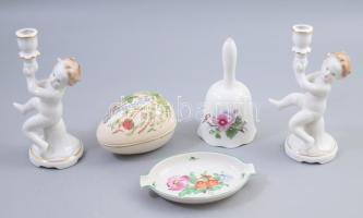 5 darabos húsvéti dekortárgy tétel, közte figurális gyertyatartó pár.