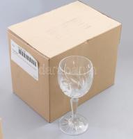 6 db kristály boros pohár eredeti dobozában, hibátlan 17 cm