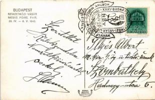 1940 Budapest XIV. Budapesti Nemzetközi Vásár BNV, M. kir. posta postaláda pavilonja, Nikotex, Szính...