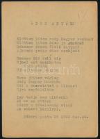 1941 Fronton szolgáló (15. tpsz) gyalogezredbeli zenekari őrmester "Édesanyám" című gépelt...