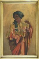 Reinprecht Károly (1903-?): Exotikus cigarettázó ifjú. Olaj, fa, jelezve jobbra lent. Dekoratív, sérült fakeretben, 45×30 cm