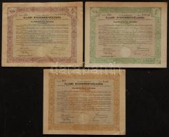 1941. Államadóssági kötvény 50P, 100P, 200P, szelvényekkel (összesen 3db klf)