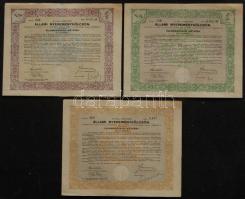1941. Államadóssági kötvény 50P, 100P, 200P, szelvényekkel (összesen 3db klf)
