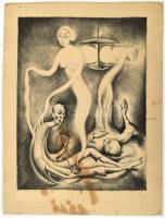 Zilzer Gyula (1898-1969): Ópium, 1924. Litográfia, papír. Jelzett. Lapszéli apró sérülésekkel. Foltos. 32x24 cm