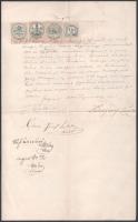1884 Szegvár, kézzel írt nyugta, 10kr + 5kr + 3kr + 1kr okmánybélyeggel