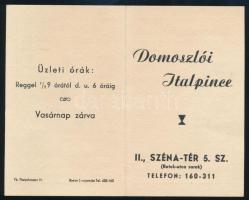 1947 Bp. Széna téri Domoszlói Italpince kétlapos, kihajtható árlapja, szép állapotban