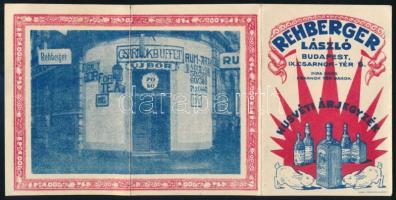 cca 1930 Bp., Rehberger László Csarnok téri üzletének húsvéti, háromlapos, kihajtható dekoratív ital árjegyzéke, szép állapotban