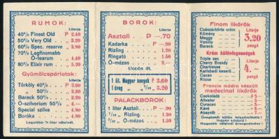 cca 1930 Bp., Rehberger László Csarnok téri üzletének húsvéti, háromlapos, kihajtható dekoratív ital...