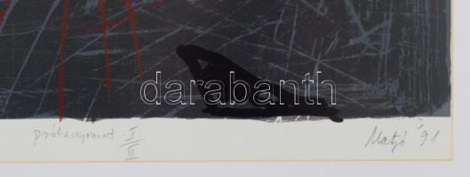 Matyófalvi (Matyó) Gábor (1947-1998): Özvegykoporsó. Szitanyomat, papír, jelzett, próbanyomat I/III ...