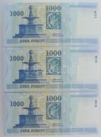 2010. 1000Ft (3x) sorszámkövetők "DE 3434210 - 3434212" T:UNC