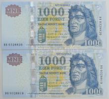 2009. 1000Ft (2x) sorszámkövetők "DB 0328819 - DB 0328820" T:UNC Krause P#197