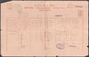 1887 Orosháza, lólevél, községi pecsétekkel, sérülésekkel