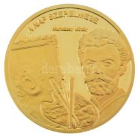 DN "Nemzetünk nagyjai - Munkácsy Mihály" kétoldalas aranyozott fém emlékérem, kapszulában (35mm) T:PP