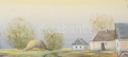 Balog jelzéssel: Asszonyok a kútnál. Olaj, farost, 43x68 cm. Dekoratív fakeretben