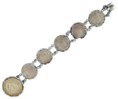 1848KB 20kr Ag "V. Ferdinánd" + 1849NB 6kr Ag (5x), karkötőként összefűzve, zárható csattal (kb. 18cm hosszú) T:XF-F Adamo B4, B3