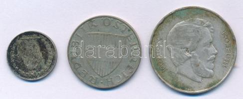 1947. 5Ft Ag "Kossuth" + Ausztria 1958. 10Sch Ag + Svájc 1956. 1/2Fr Ag T:VF,F patina