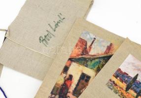 Bod László mappa 3 db reprodukcióival és autográf aláírásával, kiadói szövetborítású mappában