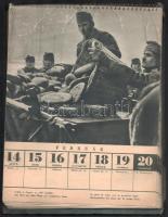 1944 Honvédnaptár. Fekete-fehér fotókkal gazdagon illusztrált. A címlap és az első lap (Január 1-2.)...