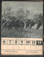 1944 Honvédnaptár. Fekete-fehér fotókkal gazdagon illusztrált. A címlap és az első lap (Január 1-2.)...