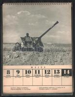 1944 Honvédnaptár. Fekete-fehér fotókkal gazdagon illusztrált. A címlap és az első lap (Január 1-2.)...