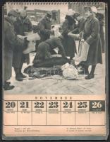 1944 Honvédnaptár. Fekete-fehér fotókkal gazdagon illusztrált. A címlap és az első lap (Január 1-2.)...