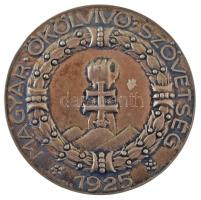 1930 k. "Magyar Ökölvívó Szövetség - 1925" kétoldalas ezüstözött bronz díjérem, nem hozzá tartozó, utólagos gravírozással (40mm) T:XF patina, kopott ezüstözés