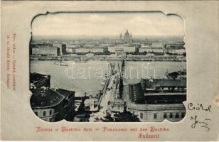 Budapest, Lánchíd, kilátás a Bazilika felé. Divald Károly 18. sz. (kis szakadás / small tear)
