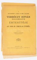 1929 Bp., A Budapesti I. Ker. M. Kir. Állami Verbőczy István Reálgimnázium értesítője az 1928-29. iskolai évről, 106p
