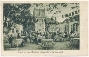 1916 Nagyszeben, Hermannstadt, Sibiu; Bräuhaus "Hagerbräu" / Hagerbräu sörfőzde és söröző, kert pincérekkel. Jos. Drotleff / brewhouse, brewery, inn, garden, waiters (EB)